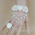 Rose Pearl Tassel dentelle breloque avec Ring Set bracelet